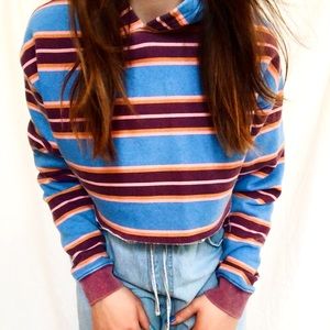 striped cropped hoodie